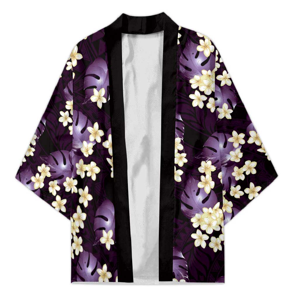 Purple Tropical Hawaii Kimono Seamless Monstera Plumeria Hawaiian Pattern LT14 Unisex Purple - Polynesian Pride