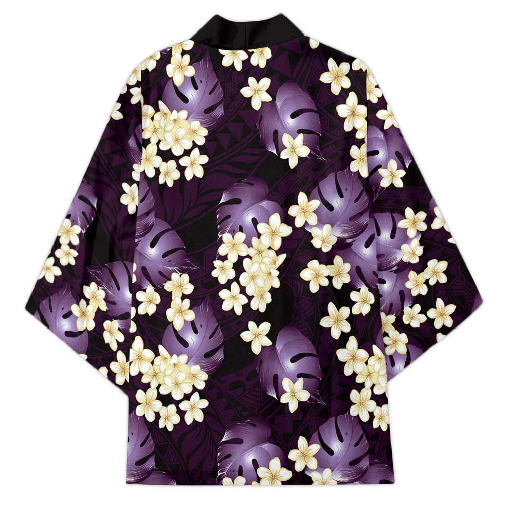 Purple Tropical Hawaii Kimono Seamless Monstera Plumeria Hawaiian Pattern LT14 - Polynesian Pride
