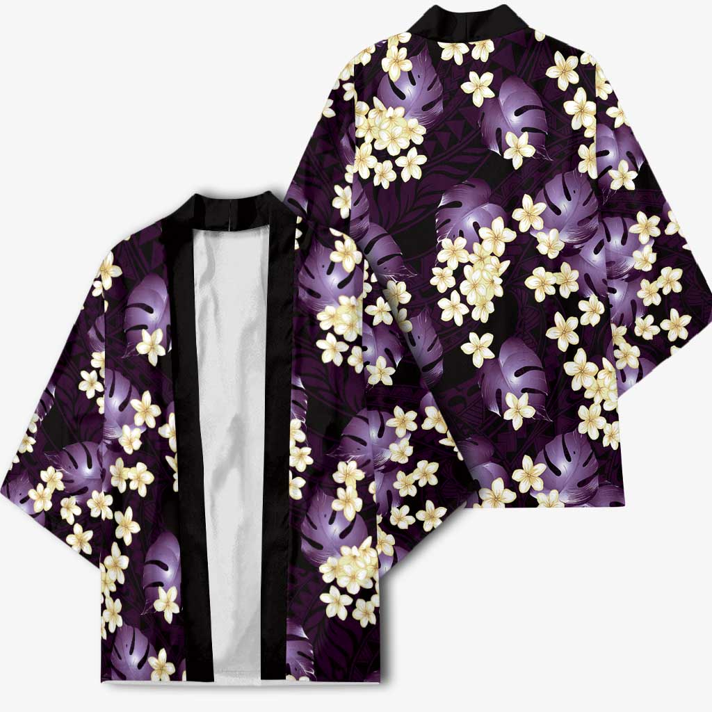 Purple Tropical Hawaii Kimono Seamless Monstera Plumeria Hawaiian Pattern LT14 - Polynesian Pride
