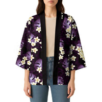 Purple Tropical Hawaii Kimono Seamless Monstera Plumeria Hawaiian Pattern LT14 - Polynesian Pride