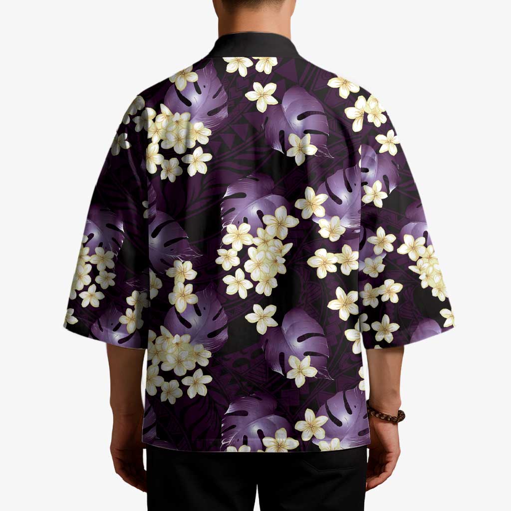 Purple Tropical Hawaii Kimono Seamless Monstera Plumeria Hawaiian Pattern LT14 - Polynesian Pride
