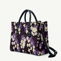 Purple Tropical Hawaii Leather Bag Seamless Monstera Plumeria Hawaiian Pattern LT14 Purple - Polynesian Pride