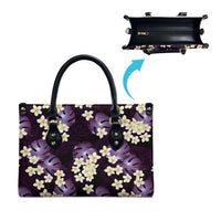 Purple Tropical Hawaii Leather Bag Seamless Monstera Plumeria Hawaiian Pattern LT14 - Polynesian Pride