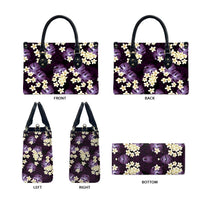 Purple Tropical Hawaii Leather Bag Seamless Monstera Plumeria Hawaiian Pattern LT14 - Polynesian Pride