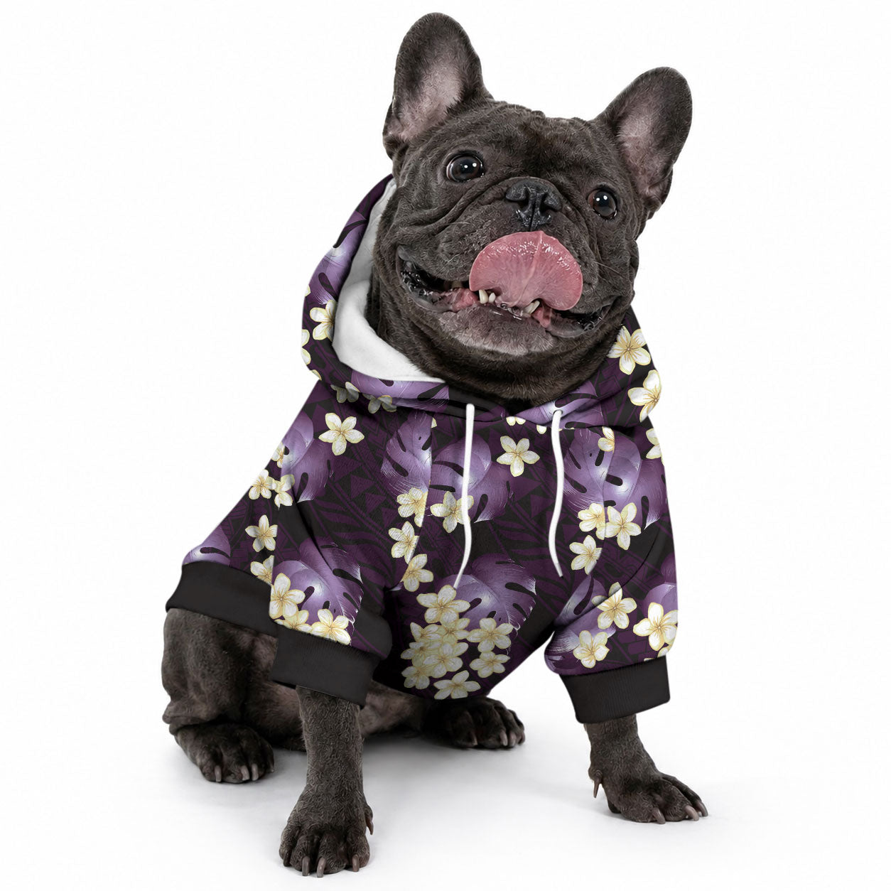 Purple Tropical Hawaii Pet Hoodie Seamless Monstera Plumeria Hawaiian Pattern LT14 - Polynesian Pride