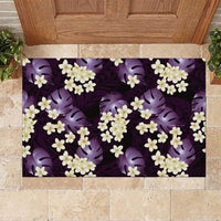 Purple Tropical Hawaii Rubber Doormat Seamless Monstera Plumeria Hawaiian Pattern LT14 Purple - Polynesian Pride