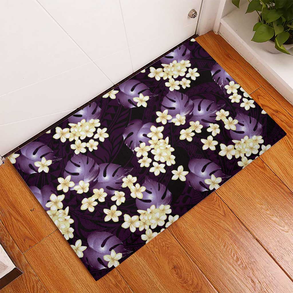 Purple Tropical Hawaii Rubber Doormat Seamless Monstera Plumeria Hawaiian Pattern LT14 - Polynesian Pride