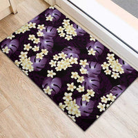 Purple Tropical Hawaii Rubber Doormat Seamless Monstera Plumeria Hawaiian Pattern LT14 - Polynesian Pride