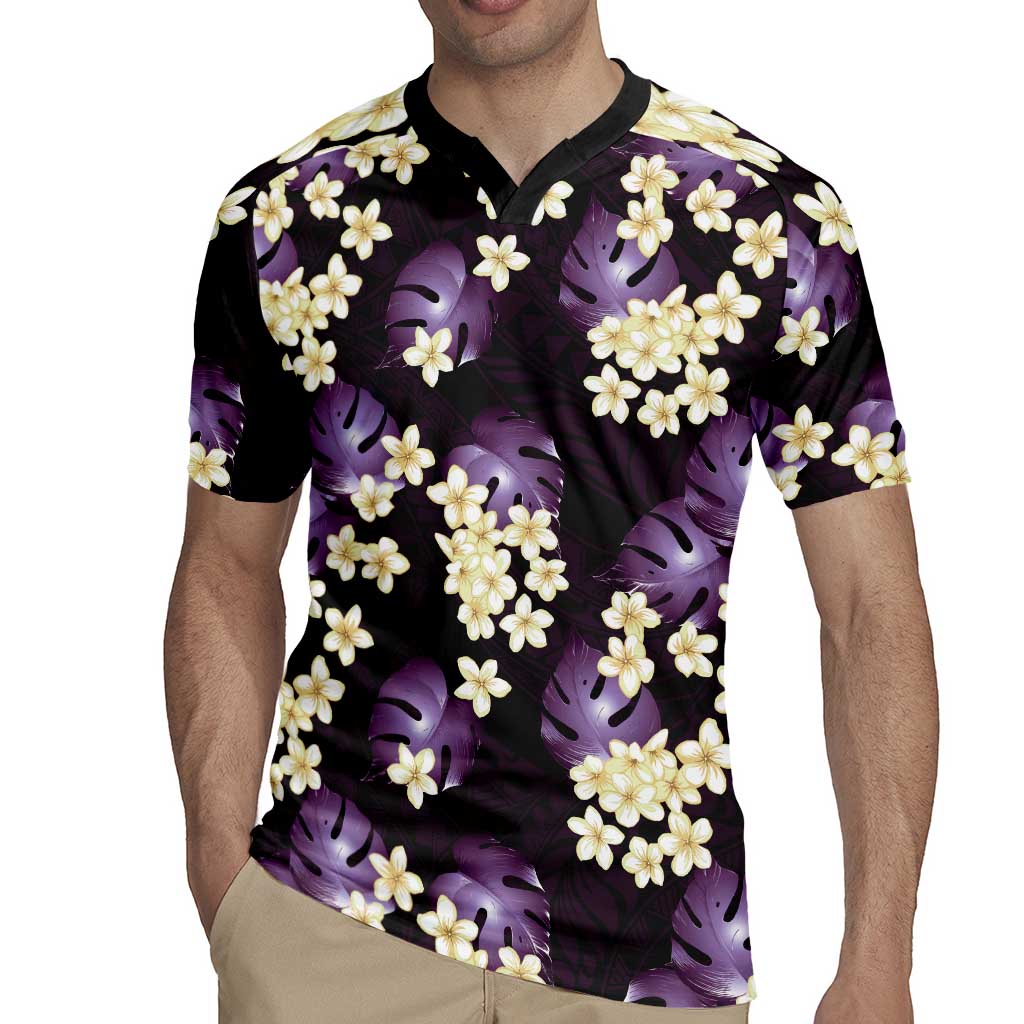 Purple Tropical Hawaii Rugby Jersey Seamless Monstera Plumeria Hawaiian Pattern LT14 - Polynesian Pride