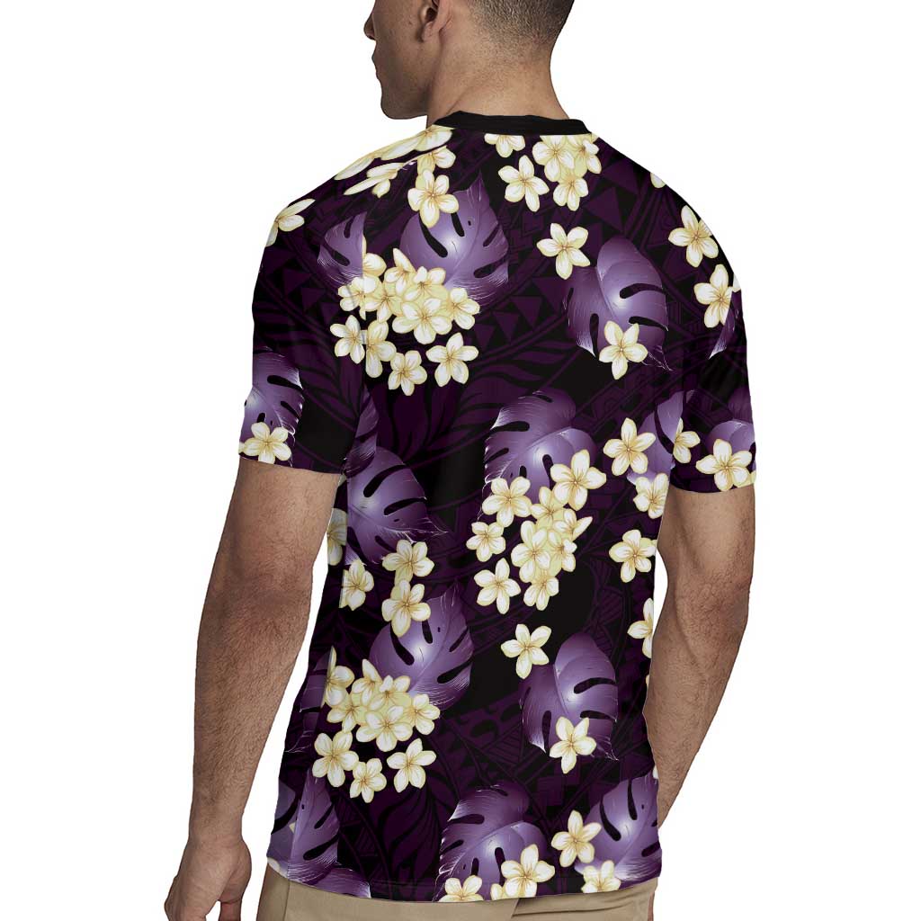 Purple Tropical Hawaii Rugby Jersey Seamless Monstera Plumeria Hawaiian Pattern LT14 - Polynesian Pride