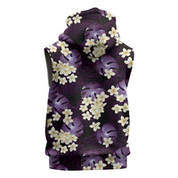 Purple Tropical Hawaii Sleeveless Hoodie Seamless Monstera Plumeria Hawaiian Pattern LT14 - Polynesian Pride