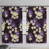 Purple Tropical Hawaii Window Curtain Seamless Monstera Plumeria Hawaiian Pattern LT14 With Hooks Purple - Polynesian Pride