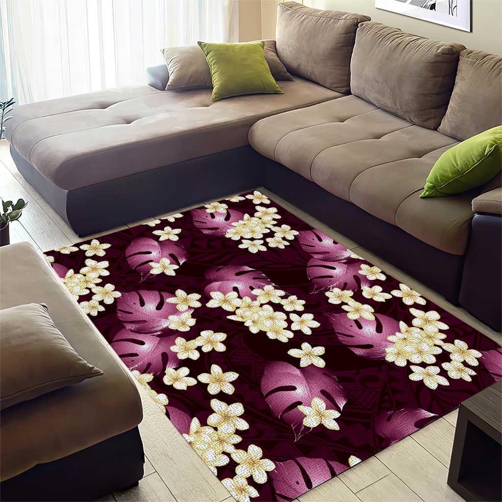 Pink Tropical Hawaii Area Rug Seamless Monstera Plumeria Hawaiian Pattern LT14 - Polynesian Pride