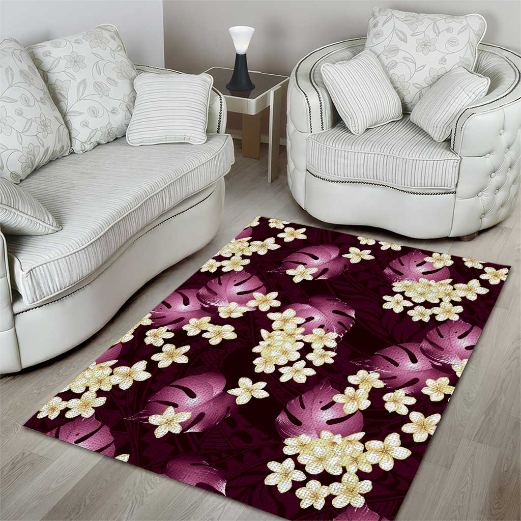 Pink Tropical Hawaii Area Rug Seamless Monstera Plumeria Hawaiian Pattern LT14 - Polynesian Pride