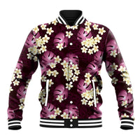 Pink Tropical Hawaii Baseball Jacket Seamless Monstera Plumeria Hawaiian Pattern LT14 Unisex Pink - Polynesian Pride