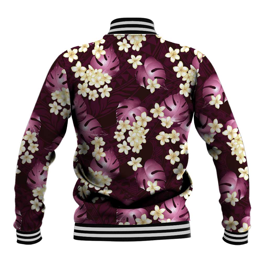 Pink Tropical Hawaii Baseball Jacket Seamless Monstera Plumeria Hawaiian Pattern LT14 - Polynesian Pride