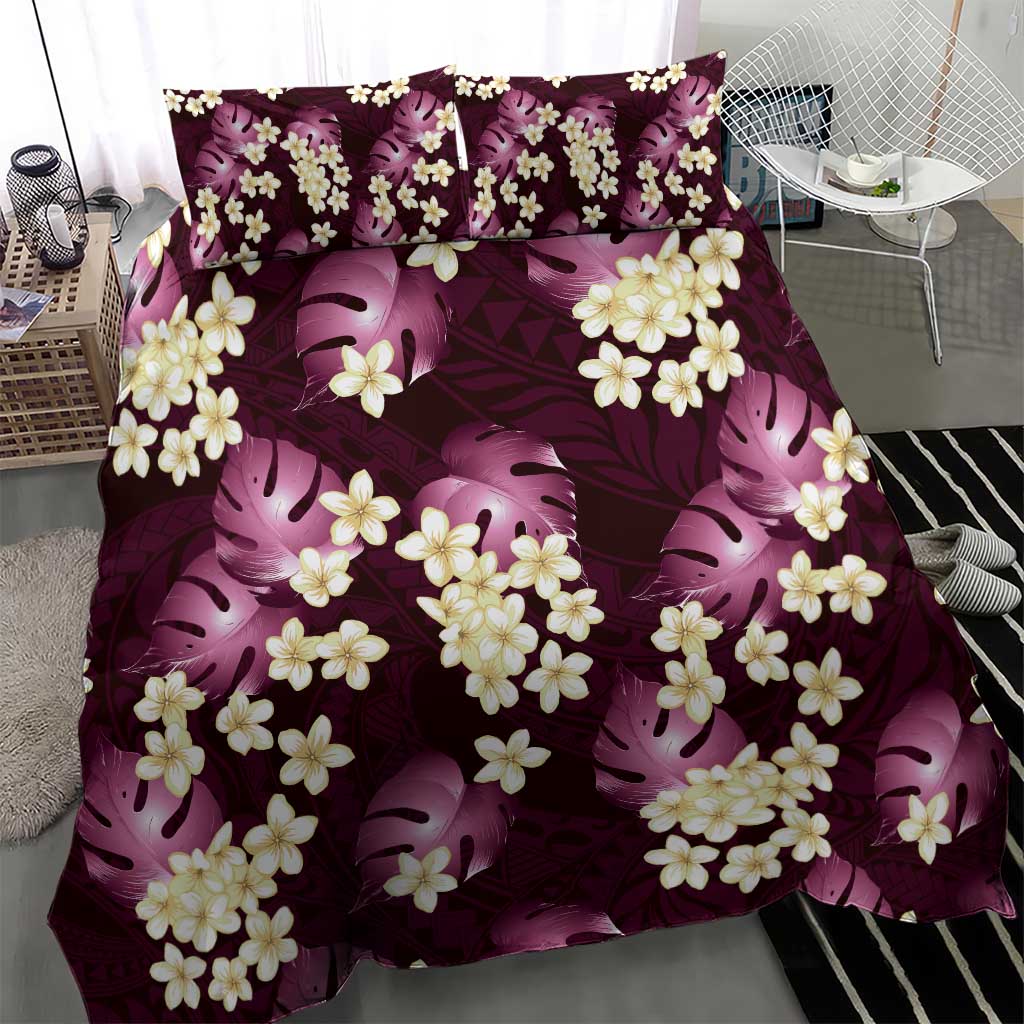 Pink Tropical Hawaii Bedding Set Seamless Monstera Plumeria Hawaiian Pattern LT14 - Polynesian Pride