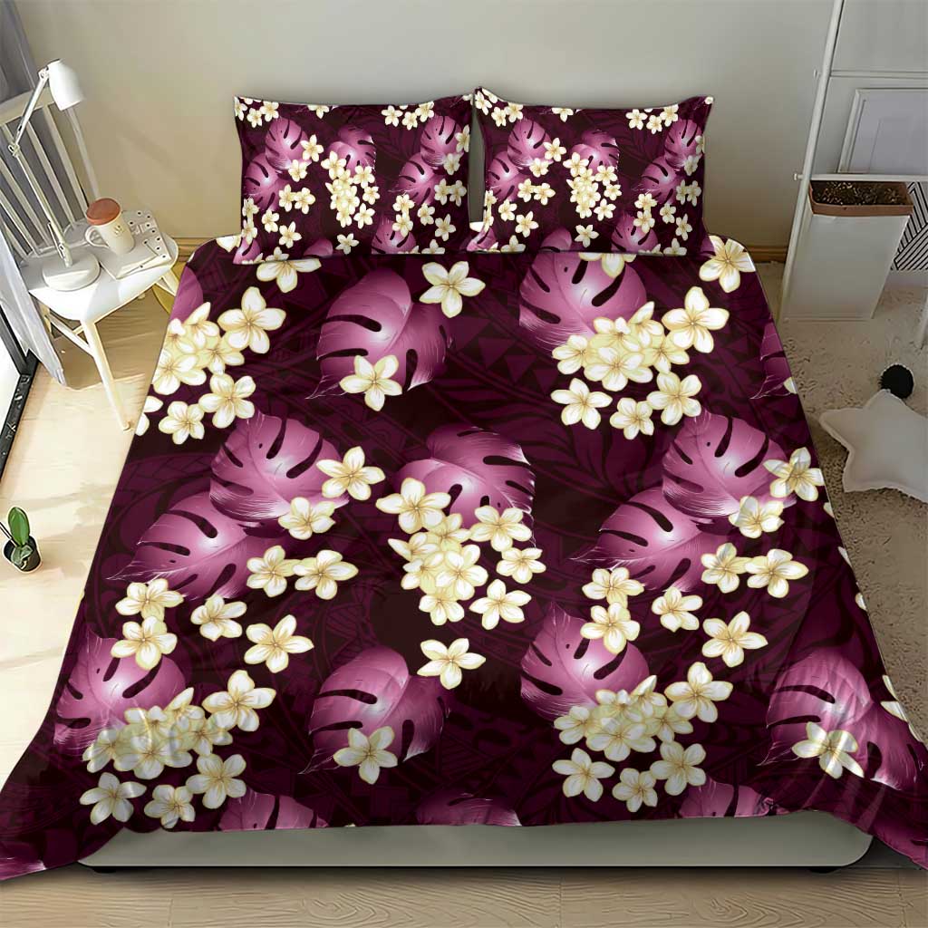Pink Tropical Hawaii Bedding Set Seamless Monstera Plumeria Hawaiian Pattern LT14 - Polynesian Pride
