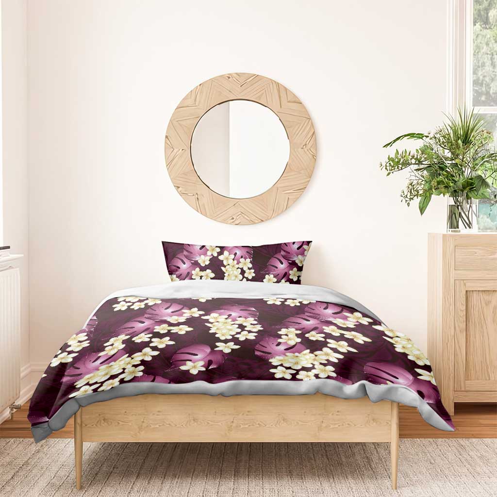 Pink Tropical Hawaii Bedding Set Seamless Monstera Plumeria Hawaiian Pattern LT14 - Polynesian Pride
