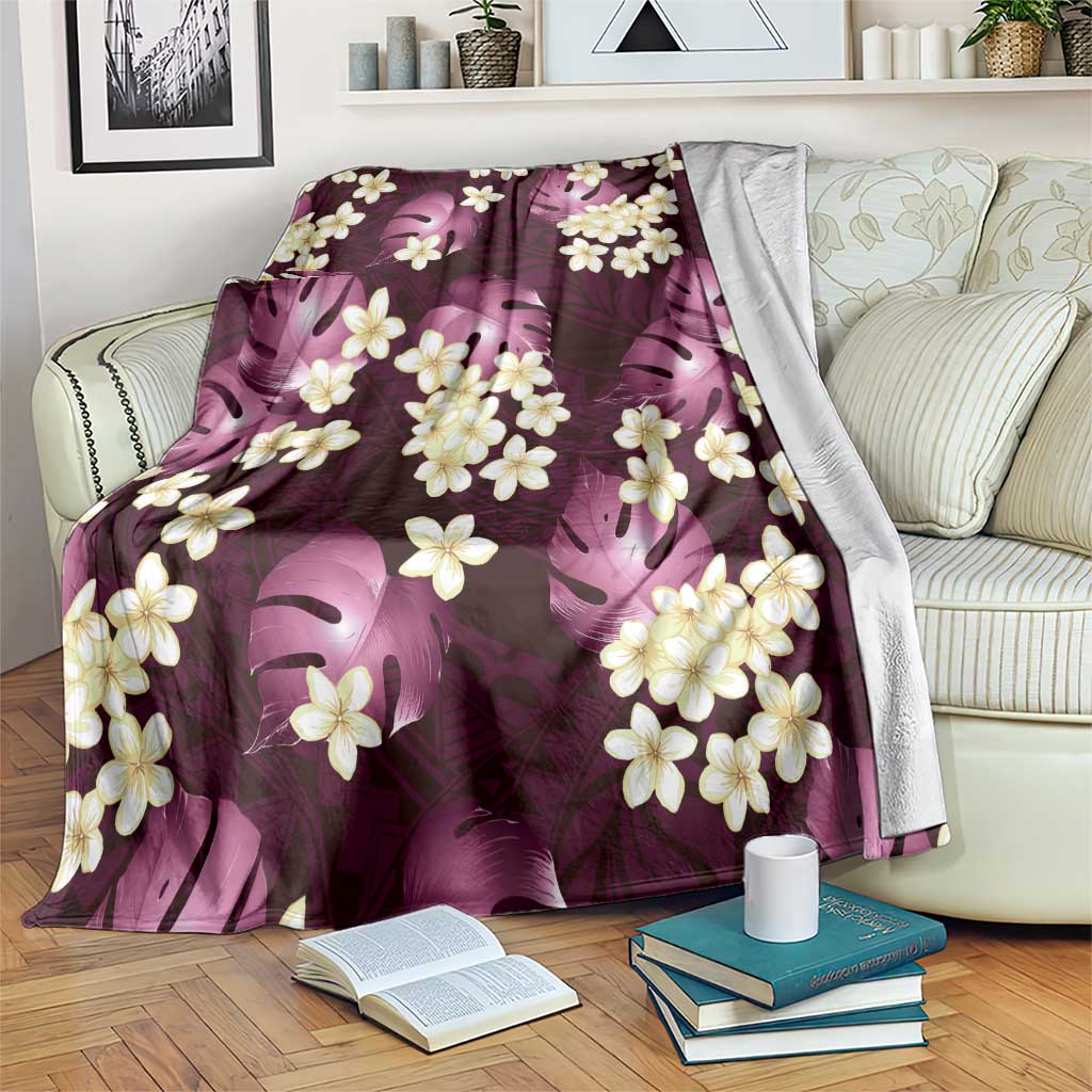 Pink Tropical Hawaii Blanket Seamless Monstera Plumeria Hawaiian Pattern LT14 Pink - Polynesian Pride