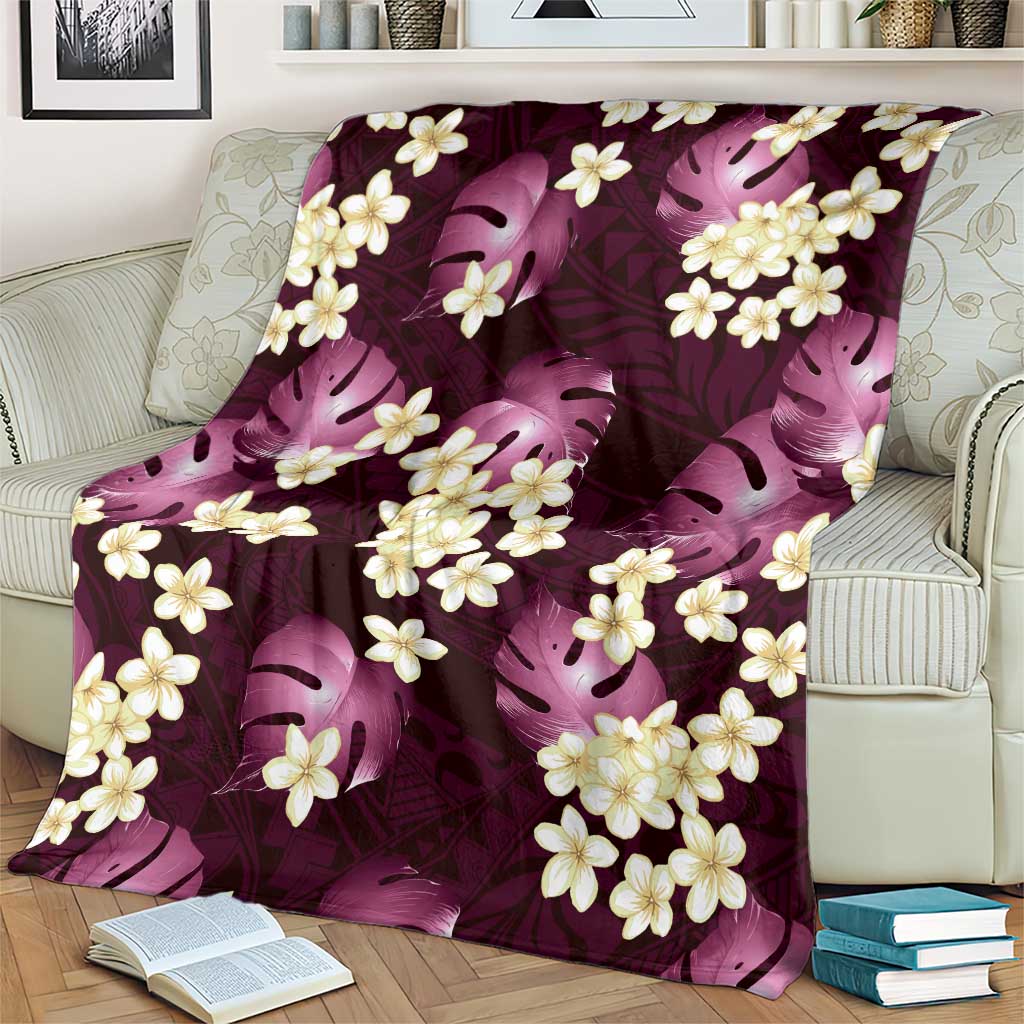 Pink Tropical Hawaii Blanket Seamless Monstera Plumeria Hawaiian Pattern LT14 - Polynesian Pride
