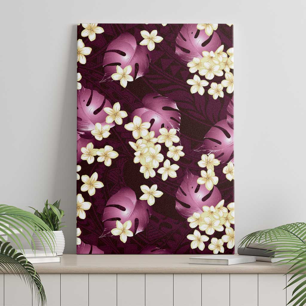 Pink Tropical Hawaii Canvas Wall Art Seamless Monstera Plumeria Hawaiian Pattern LT14 - Polynesian Pride