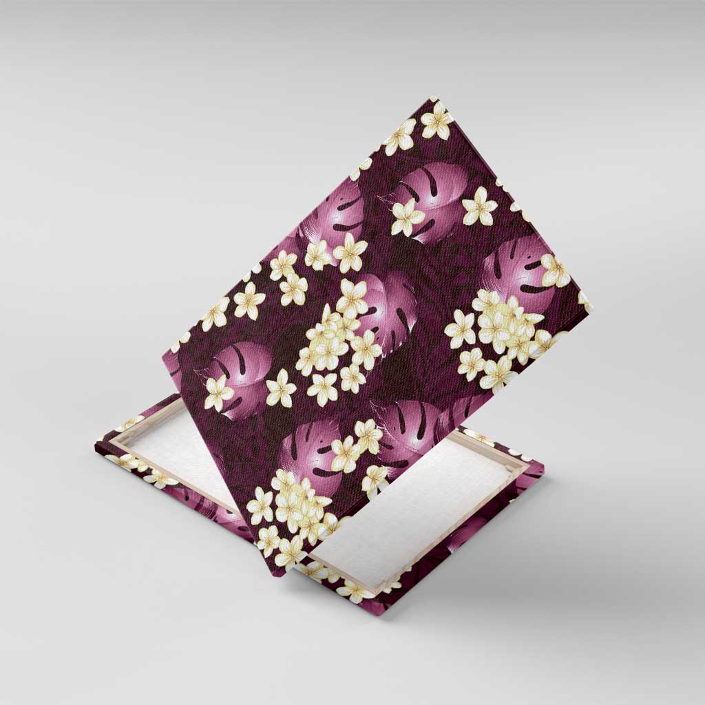 Pink Tropical Hawaii Canvas Wall Art Seamless Monstera Plumeria Hawaiian Pattern LT14 With Frame Pink - Polynesian Pride