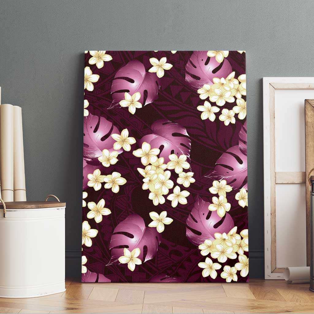 Pink Tropical Hawaii Canvas Wall Art Seamless Monstera Plumeria Hawaiian Pattern LT14 - Polynesian Pride