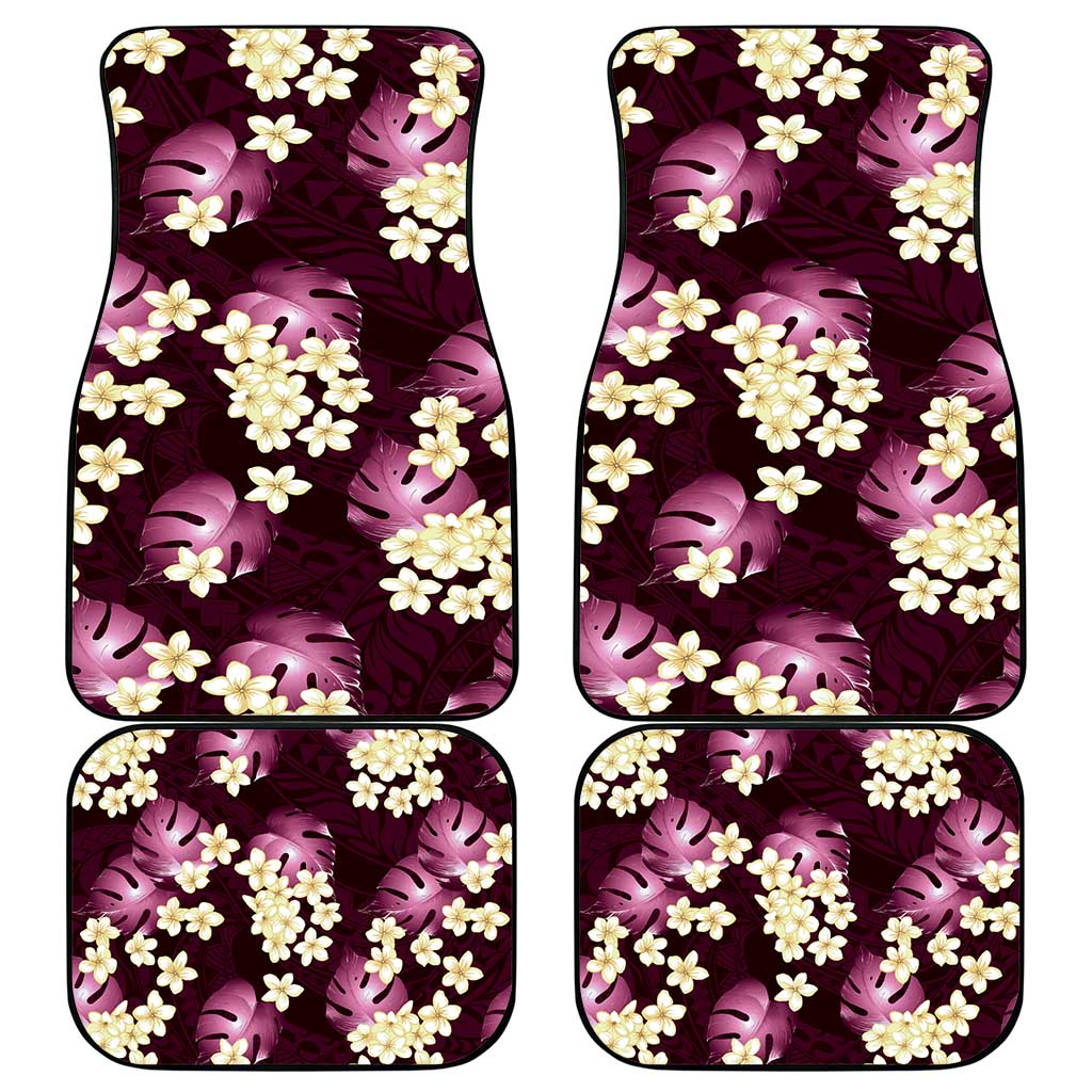 Pink Tropical Hawaii Car Mats Seamless Monstera Plumeria Hawaiian Pattern LT14 - Polynesian Pride