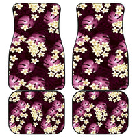Pink Tropical Hawaii Car Mats Seamless Monstera Plumeria Hawaiian Pattern LT14 - Polynesian Pride