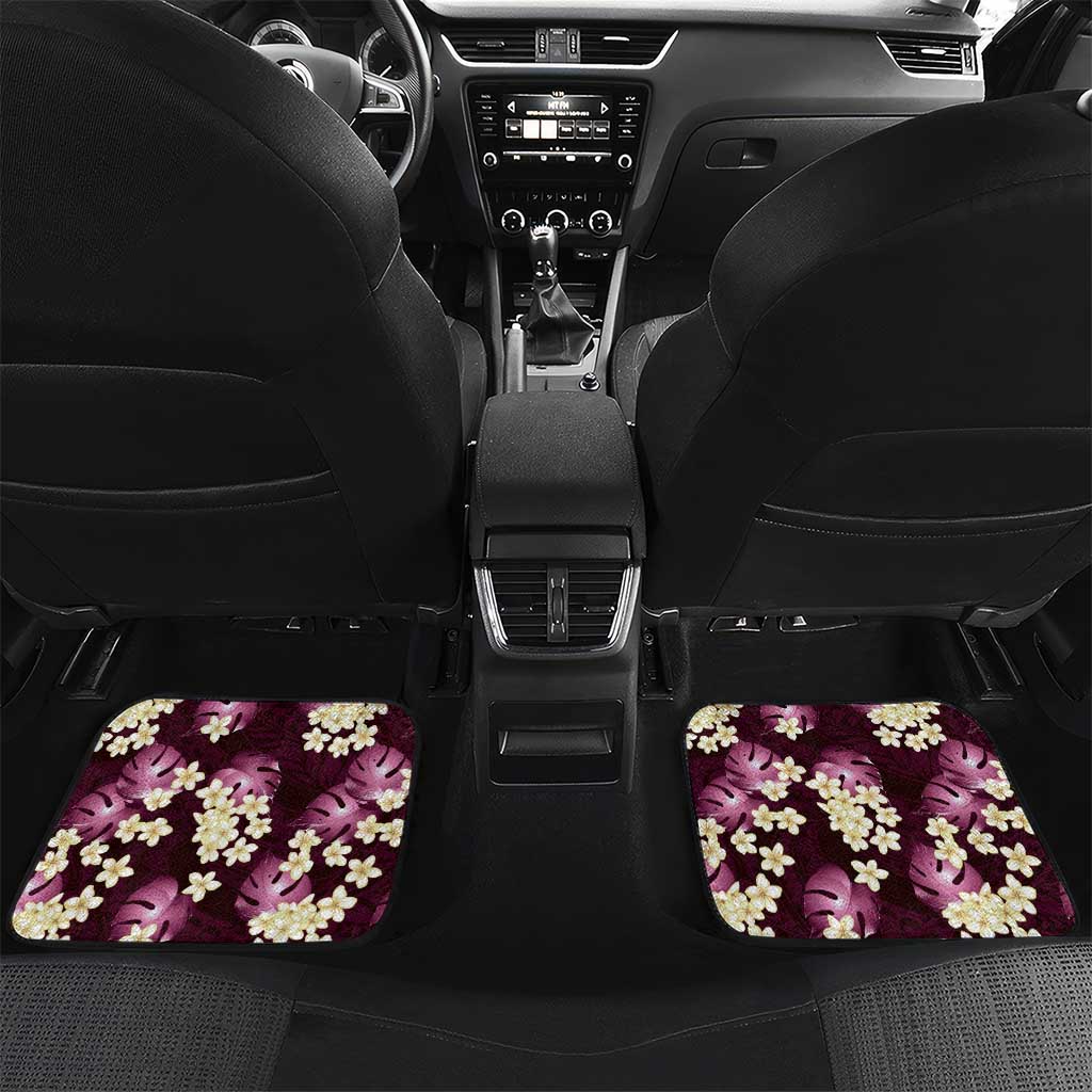 Pink Tropical Hawaii Car Mats Seamless Monstera Plumeria Hawaiian Pattern LT14 Set 2pcs - Back Pink - Polynesian Pride