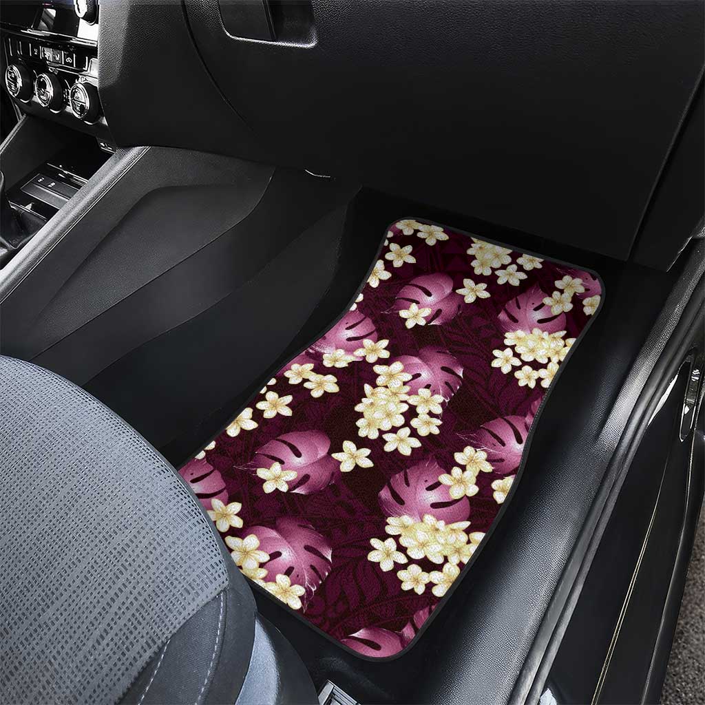 Pink Tropical Hawaii Car Mats Seamless Monstera Plumeria Hawaiian Pattern LT14 - Polynesian Pride