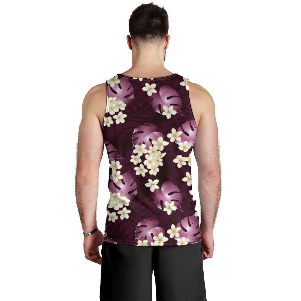 Pink Tropical Hawaii Men Tank Top Seamless Monstera Plumeria Hawaiian Pattern LT14 - Polynesian Pride