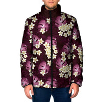 Pink Tropical Hawaii Padded Jacket Seamless Monstera Plumeria Hawaiian Pattern LT14 Men Pink - Polynesian Pride