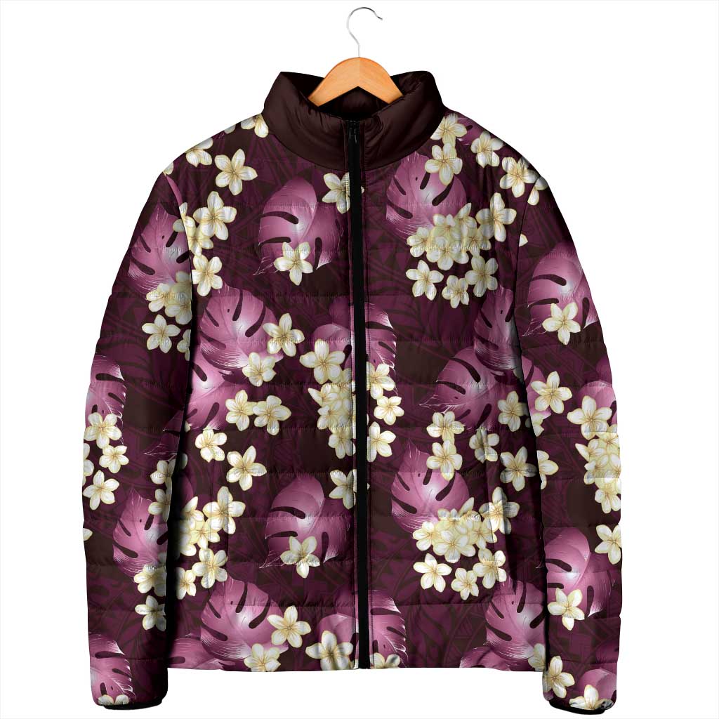 Pink Tropical Hawaii Padded Jacket Seamless Monstera Plumeria Hawaiian Pattern LT14 - Polynesian Pride