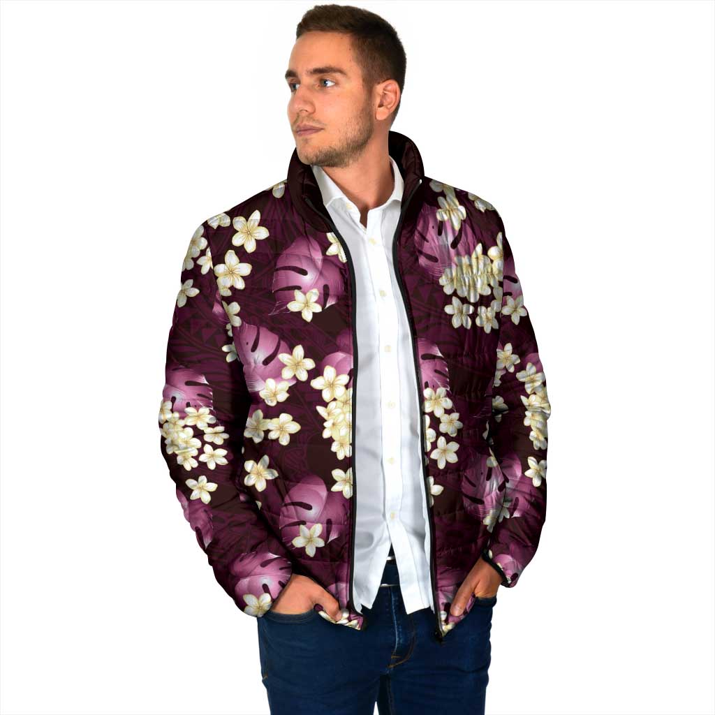 Pink Tropical Hawaii Padded Jacket Seamless Monstera Plumeria Hawaiian Pattern LT14 - Polynesian Pride