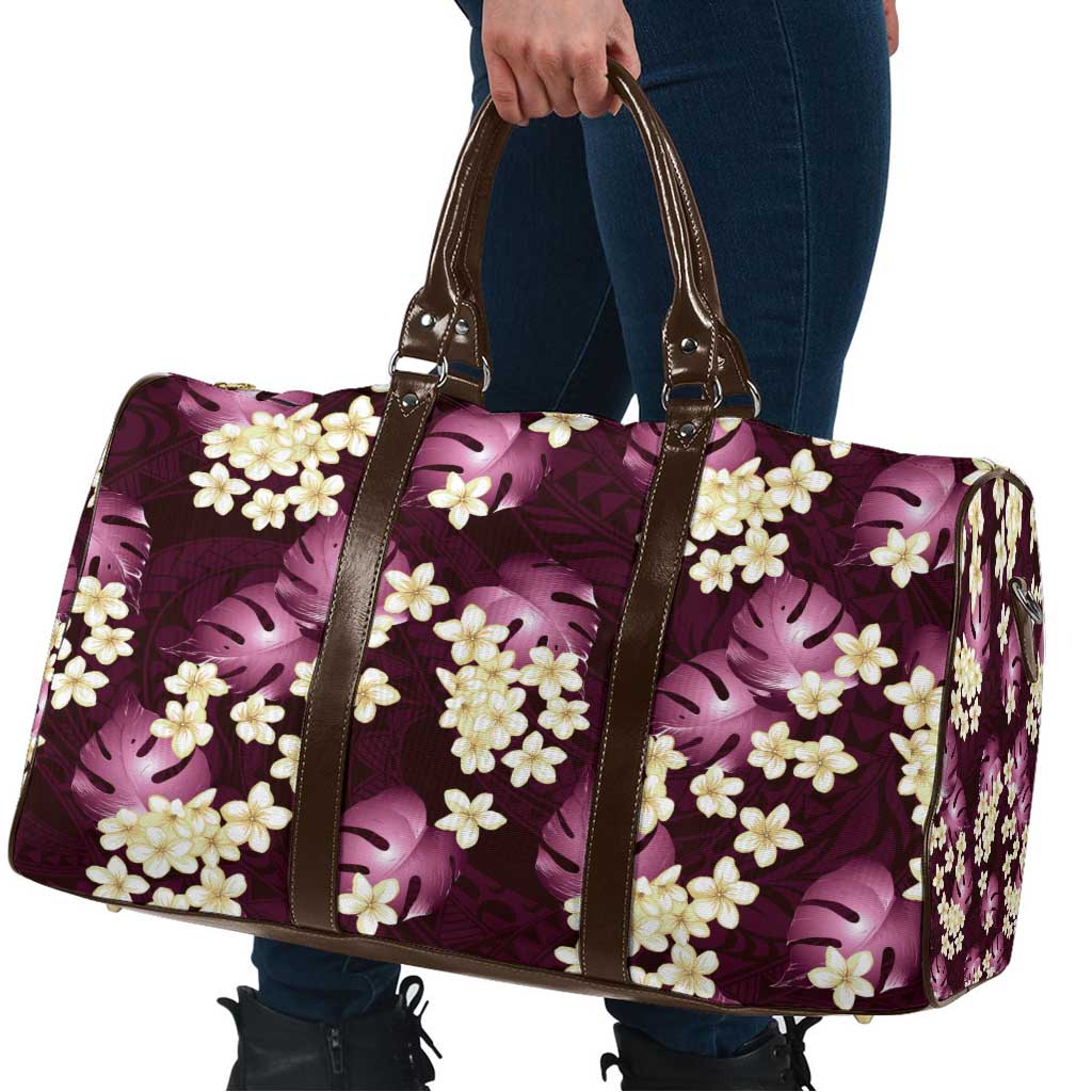 Pink Tropical Hawaii Travel Bag Seamless Monstera Plumeria Hawaiian Pattern LT14 - Polynesian Pride