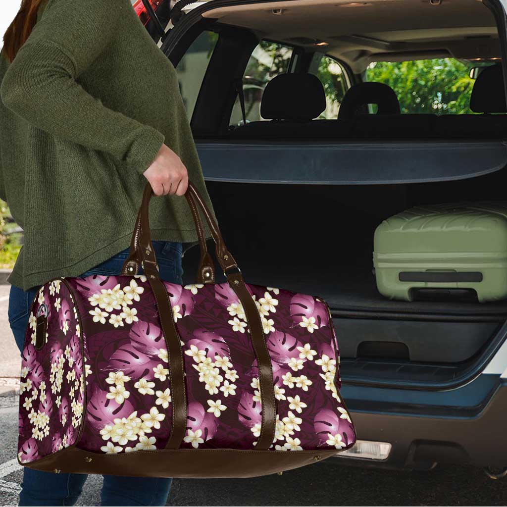 Pink Tropical Hawaii Travel Bag Seamless Monstera Plumeria Hawaiian Pattern LT14 - Polynesian Pride