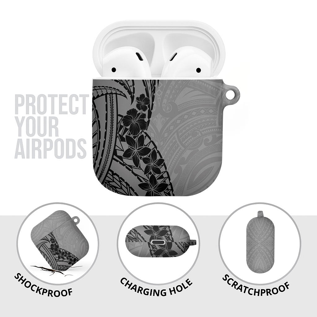 Black Gray Polynesia Tropical Flowers AirPods Case LT14 - Polynesian Pride