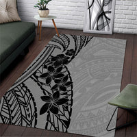 Black Gray Polynesia Tropical Flowers Area Rug LT14 Gray - Polynesian Pride