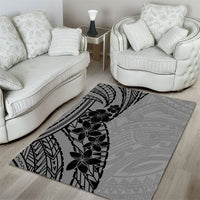 Black Gray Polynesia Tropical Flowers Area Rug LT14 - Polynesian Pride