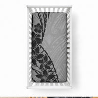 Black Gray Polynesia Tropical Flowers Baby Bed Cover