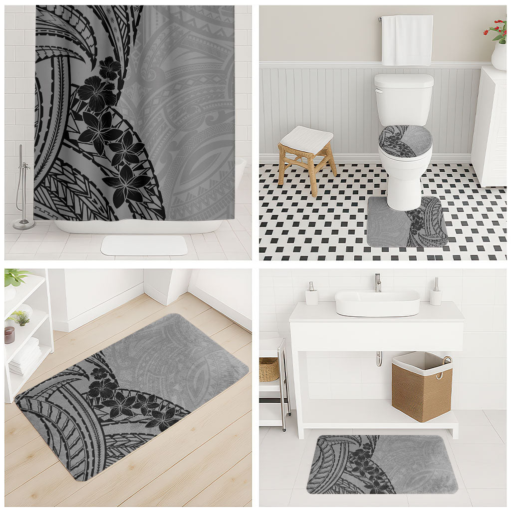 Black Gray Polynesia Tropical Flowers Bathroom Set LT14 - Polynesian Pride