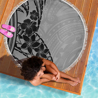 Black Gray Polynesia Tropical Flowers Beach Blanket LT14 - Polynesian Pride
