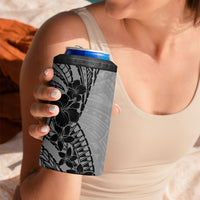 Black Gray Polynesia Tropical Flowers 4 in 1 Can Cooler Tumbler LT14 - Polynesian Pride