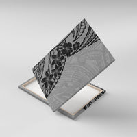 Black Gray Polynesia Tropical Flowers Canvas Wall Art LT14 With Frame Gray - Polynesian Pride