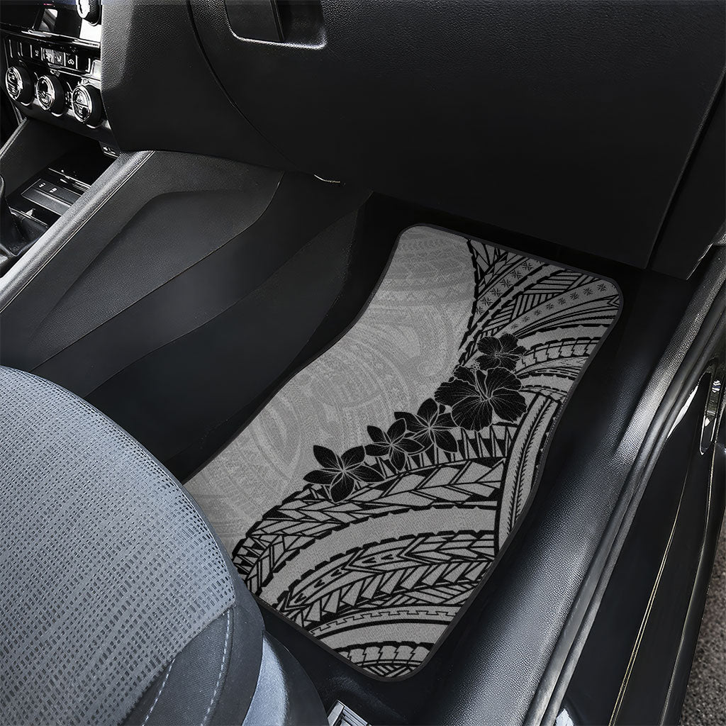 Black Gray Polynesia Tropical Flowers Car Mats LT14 - Polynesian Pride