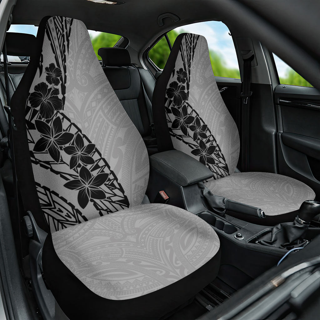 Black Gray Polynesia Tropical Flowers Car Seat Cover