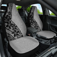 Black Gray Polynesia Tropical Flowers Car Seat Cover