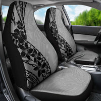 Black Gray Polynesia Tropical Flowers Car Seat Cover